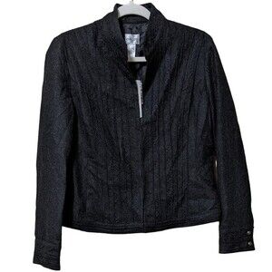 chicos stitch design corbin embroidered charcoal wool blend jacket blazer 1/S